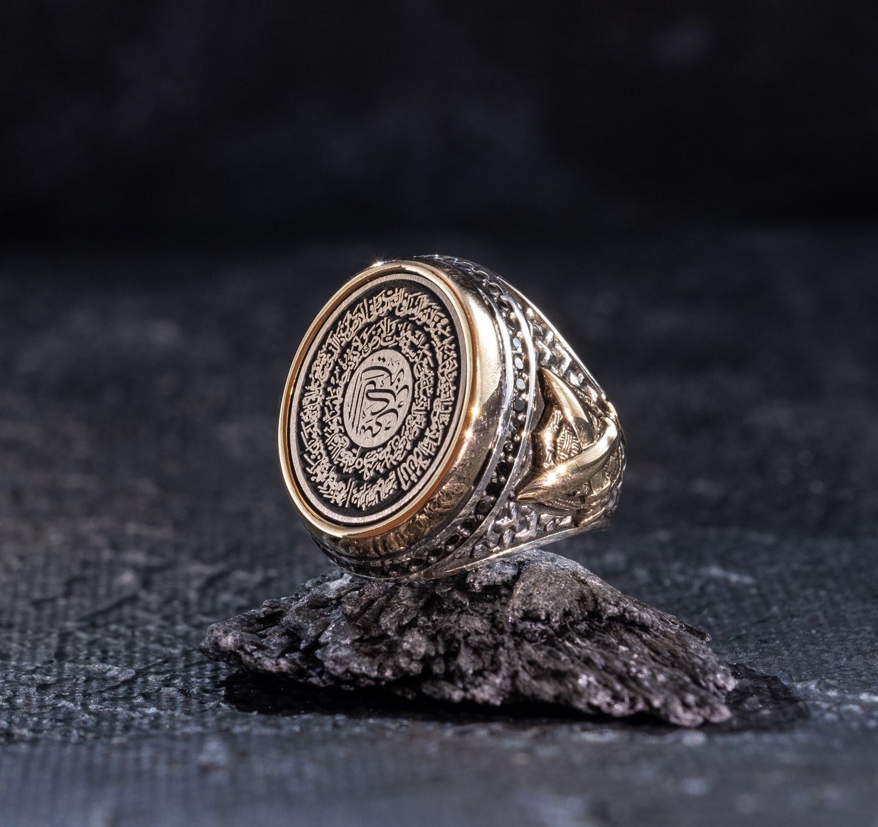 VillageTiger Bronze Garnet Silver Plated Ring With Arabic Islamic, Muslim  Style Engraving With Black Stone Bronze Garnet Silver Plated Ring Price in  India - Buy VillageTiger Bronze Garnet Silver Plated Ring With