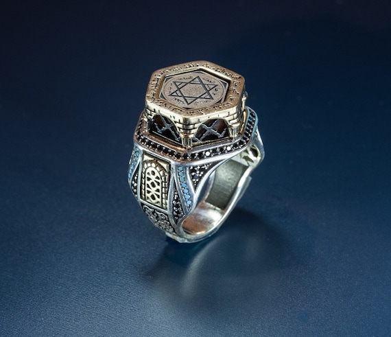 King Solomon Magic Ring Solomon Seal Ring Sterling Silver Mens