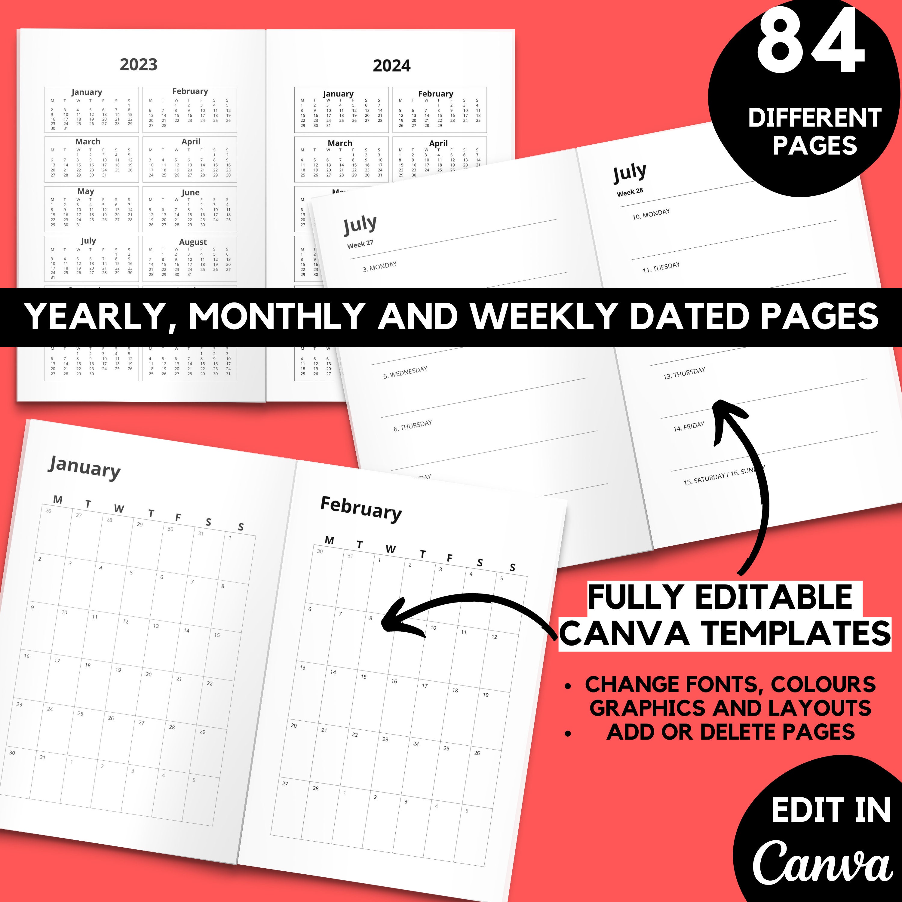 2023 KDP Planner Template. KDP Canva Template 2023 Planner Etsy Canada