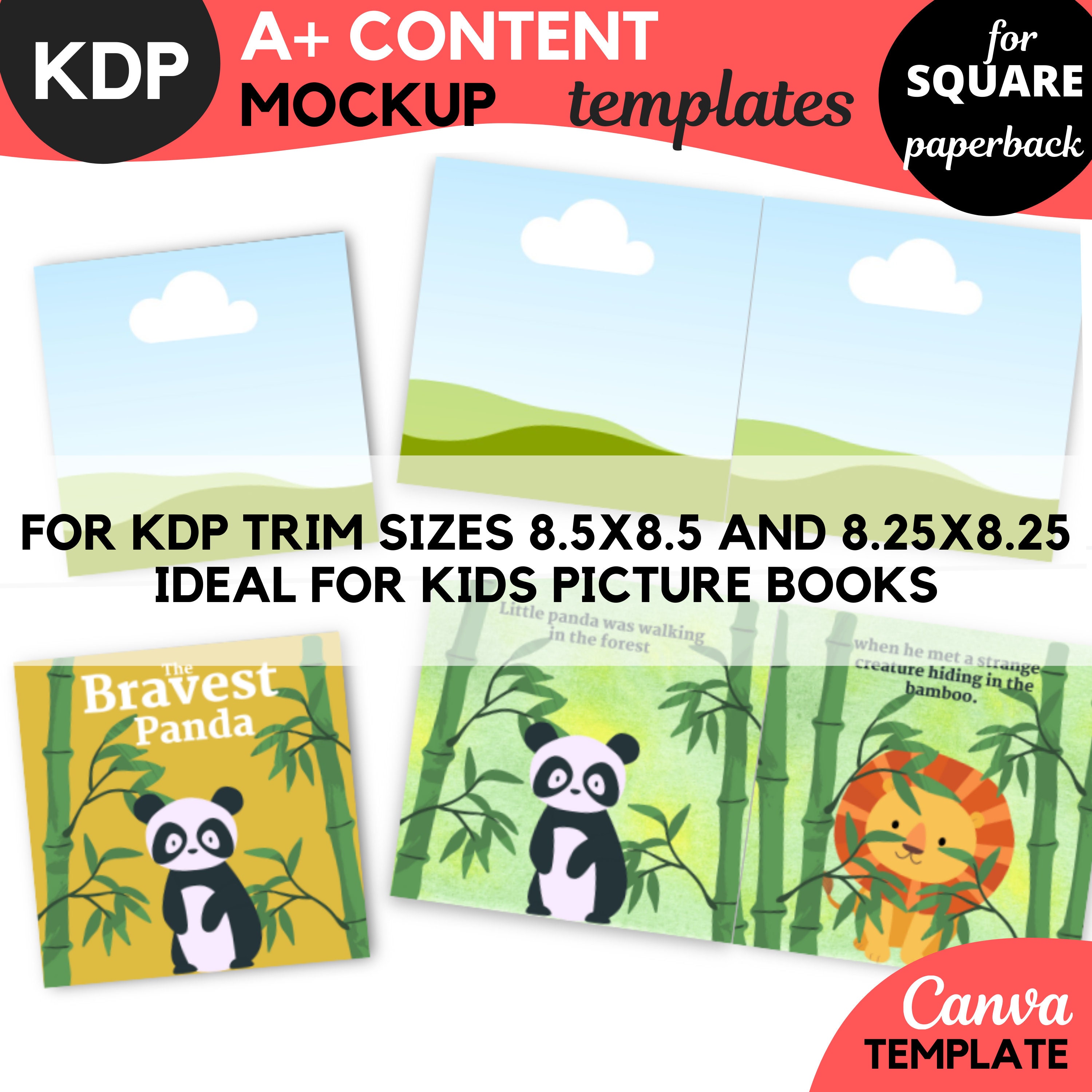 Kids Book Mockup Canva Template for KDP. KDP Canva Picture Book Mockup ...