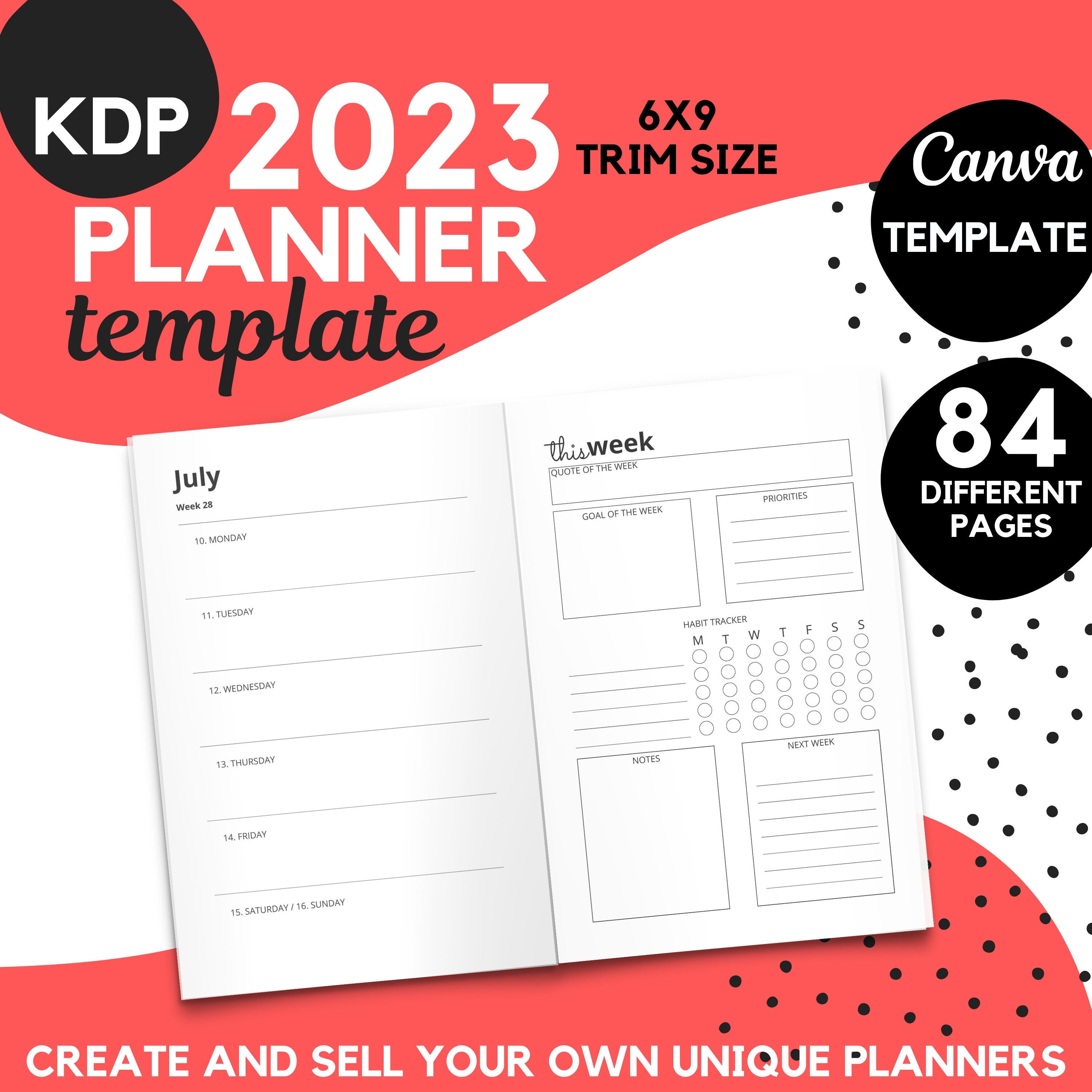 2023 KDP Planner Template. KDP Canva Template 2023 Planner Etsy Australia