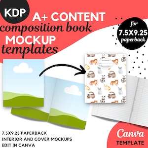 Mallar för KDP Canva-bokmodeller för KDP A plus-innehåll. Canva-modeller för KDP-kompositionsbokmodell. 7,5x9,25 bokmodell.
