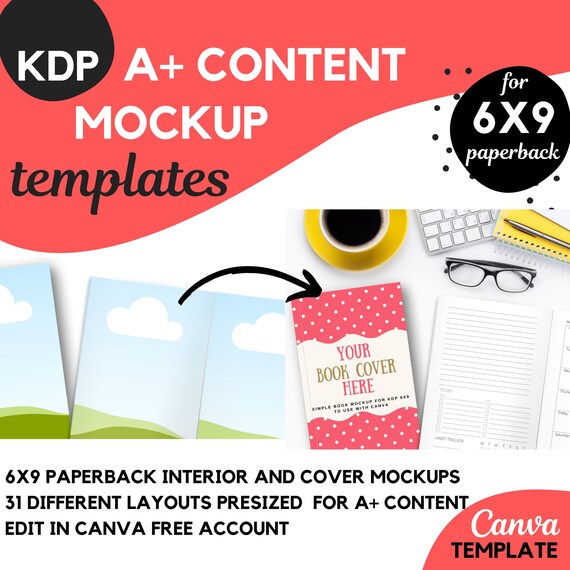 KDP Canva book mockup templates for 6x9 KDP A plus content. Canva mockups for KDP low content books. Book mockup Canva template