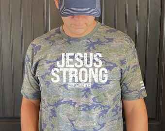 Man Christian T Shirt for Man Jesus Strong Christian Clothing for Man Faith Shirt for Men Christian Shirt Gift Jesus Shirt for Church Shirt