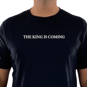 the KING IS COMING subtle Men&#39;s Christian Tee Shirt | Faith, Religious T-shirt | Father&#39;s Day Christian Gift