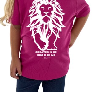 Kids Christian Graphic Shirt Lion of Judah Shirt Greater is He Who Is In Me Scripture Shirt Kids Christian Kids T shirt Christian Boy Shirt