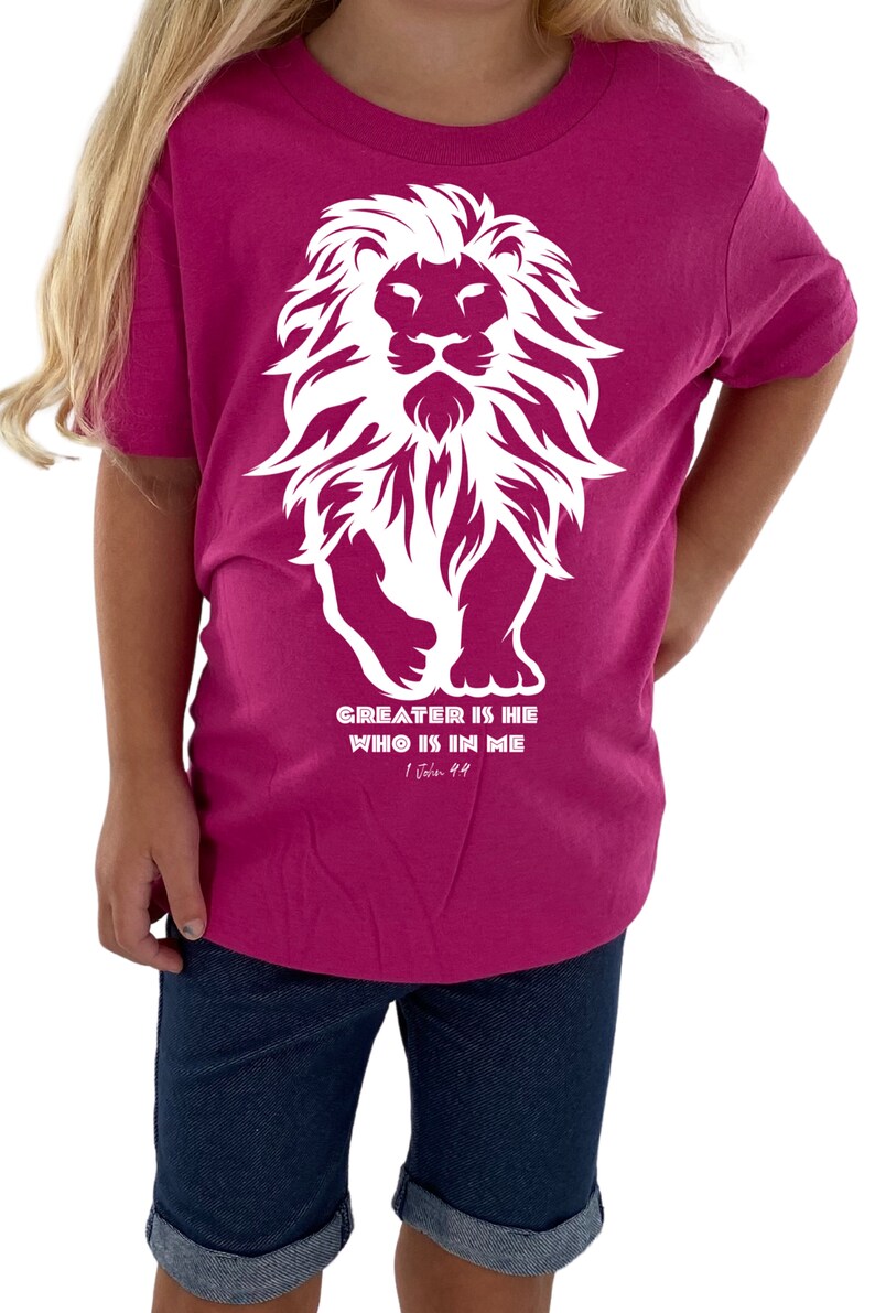 Kids Christian Graphic Shirt Lion of Judah Shirt Greater is He Who Is In Me Scripture Shirt Kids Christian Kids T shirt Christian Boy Shirt