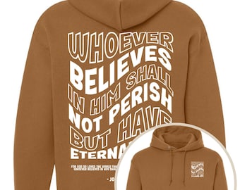 Christian Hoodie Bible Verse Hoodie Religious Gift Church Wear Faith Clothing Worship Sweatshirt Teen Youth Group Gift Pastor Mom Dad John 3
