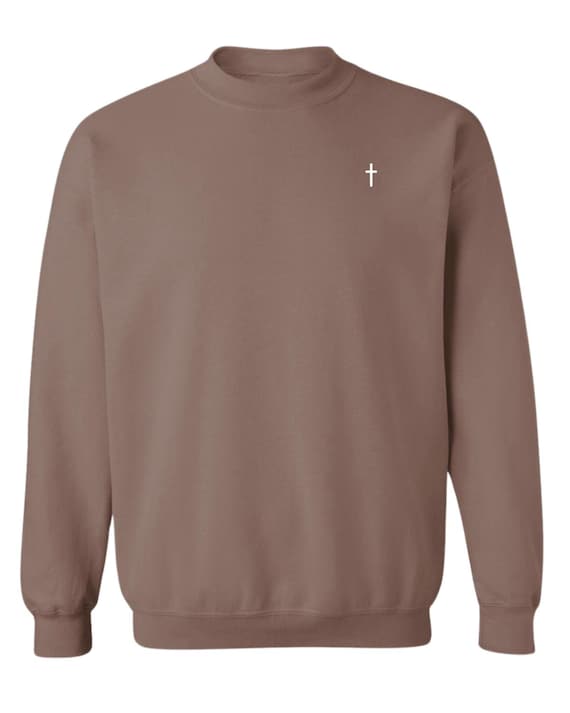 Christian Sweatshirt Minimalist Cross Design Church Outfit Faith Expression Clothing Religious Casual Top Spiritual Streetwear Crewneck