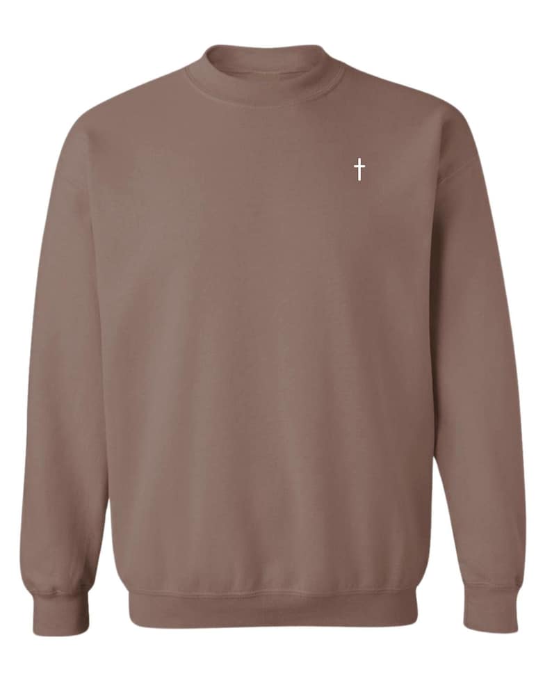 Christian Sweatshirt Minimalist Cross Design Church Outfit Faith Expression Clothing Religious Casual Top Spiritual Streetwear Crewneck Christian Gift Bible Study Wear Youth Group Apparel