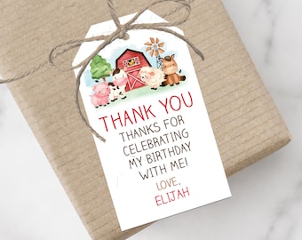 Farm Animals Favor Tags Printable, Barnyard Party Editable Template (Digital Download) #015