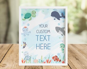 Ocean Custom Party Table Signs  (Editable Digital Download) #011
