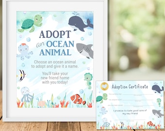Adopt an Ocean Animal Sign & Certificate (You-Print Digital Download) #011