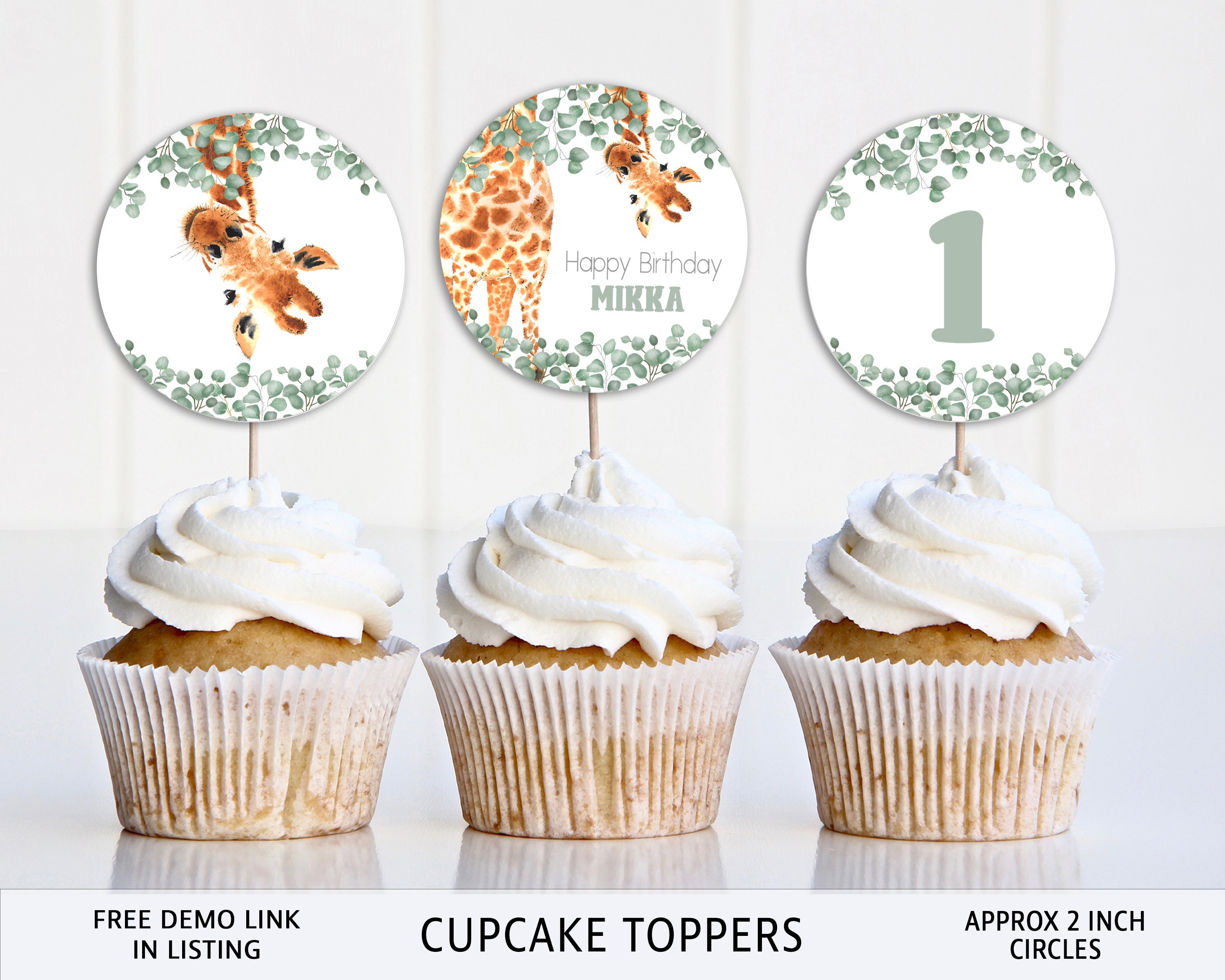 Giraffe Cupcake Toppers Printable