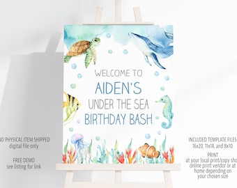 Ocean Animals Birthday Welcome Sign Template (Digital You Print File)