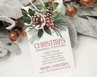 Editable Christmas Potpourri Gift Tags Template (Digital Download)