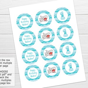 Editable Baby Shark Cupcake Toppers, Birthday Party (Digital Download) image 2