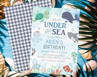 Ocean Birthday Invitation: Under the Sea Animals (Editable, Instant Download)