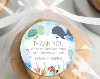 Ocean Animals Favor Tags: Under the Sea Thank You Circles (Digital Download) #011D2