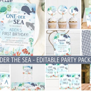 One-der the Sea Boy Party Package, Party Bundle, First Birthday
