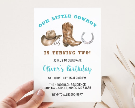 Cowboy Birthday Invitation, Editable, Our Little Cowboy Invitation ...