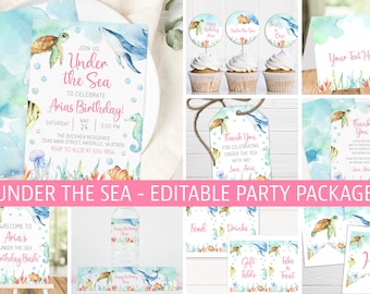 Ocean Girl Birthday Party Package, Under the Sea Theme (Digital Download)