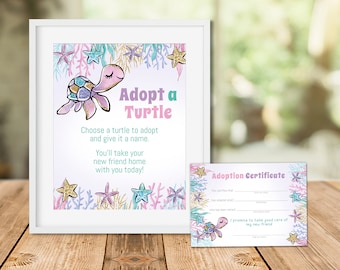 Adopt a Turtle Party Sign & Certificate (Digital Download)
