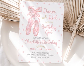 Ballet Slippers Birthday Invitation: Editable Ballerina Party (Digital Download)