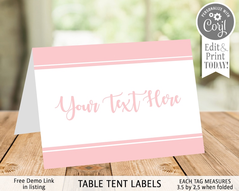 Pink Table Tent Label, Food Label, Pink, Editable Table Tent, Instant ...