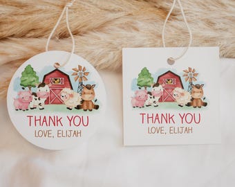 Farm Animals Thank You Favor Tags, Editable Template (Digital Download) #014 #015