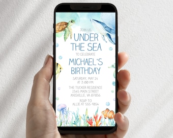 Under the Sea Birthday Invitation, Textable, Ocean Animals (Digital Download)