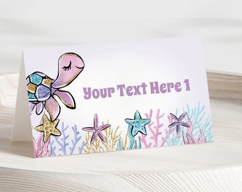 Turtle Table Tent Template, Editable Food Label (Instant Download)