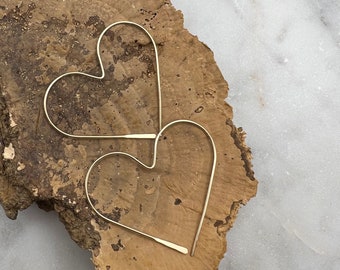 Grace, Heart Threader Earrings, 14k gold fill earrings, threader earrings, heart earrings, statement earrings, gold earrings, gold jewelry