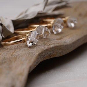 Pherie, Herkimer Quartz Diamond Ring, 9-11mm AAA Herkimer, gold fill ring, herkimer ring, herkimer diamond jewelry, herkimer diamond ring