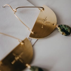 Weston, 14k gold fill, raw brass earrings, turquoise earrings, brass jewelry, gold earrings, boho danglers, boho earrings, turquoise