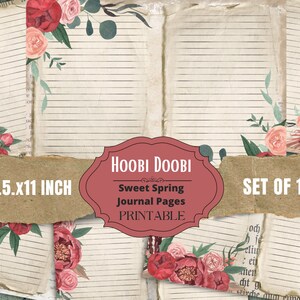 Dziennik śmieci, Rose Spring Shabby, papier do druku, zestaw dziennika, zestaw cyfrowy, kwiatowy, kwiaty, sklep, neutralny, barwiony herbatą, Vintage, pobieranie