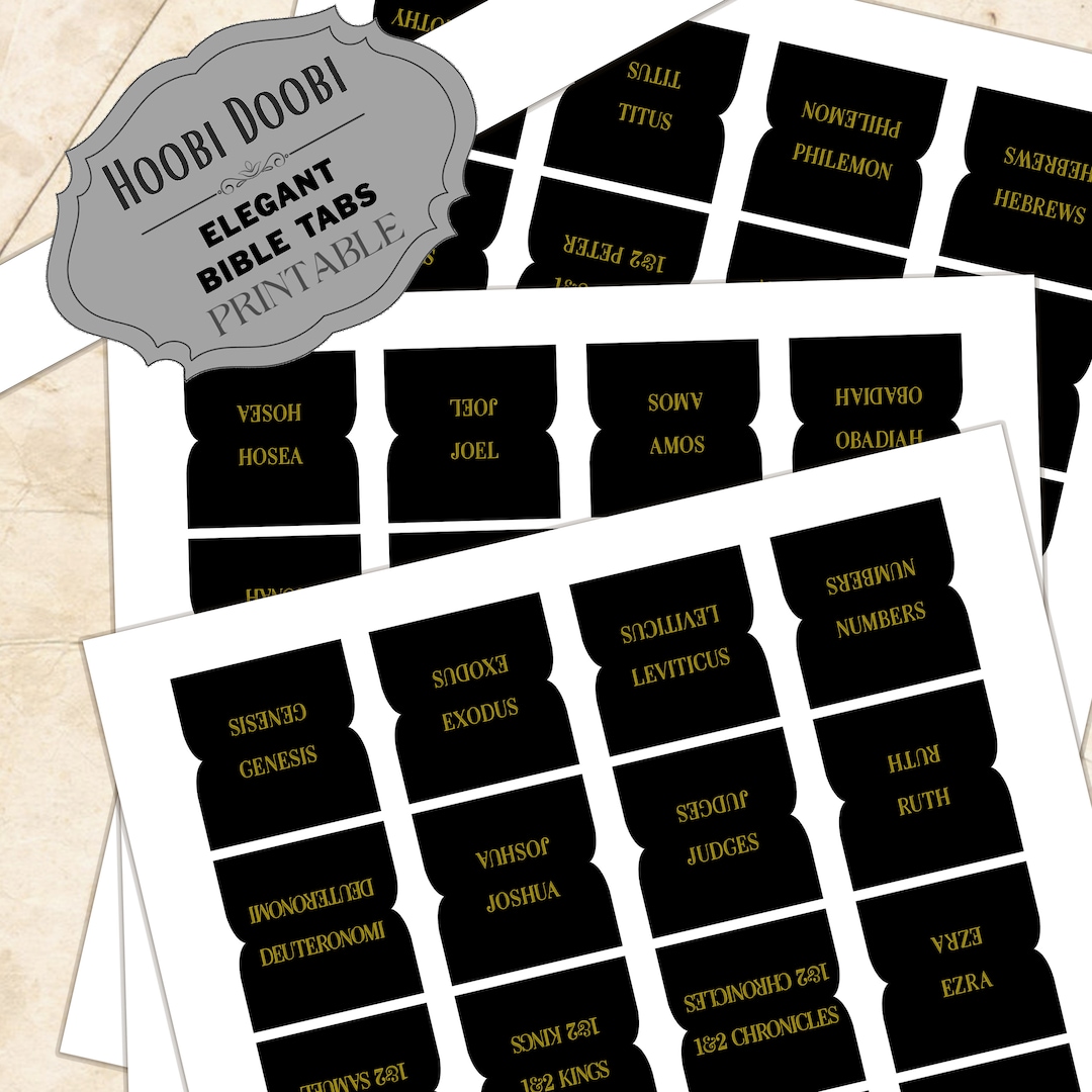Printable Elegant Bible Tabs, Gold &amp; Black, Digital Download, Printable ...