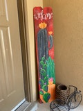 Cactus Garden Welcome Sign - Southwestern Welcome Sign - Bright Southwest Art - Desert Porch Art - Cactus Porch Sign