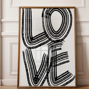 Love Art Print, Retro  Love Poster, Trendy Wall Print, Preppy Aesthetic, Typography Print, Printable Art, Digital Print