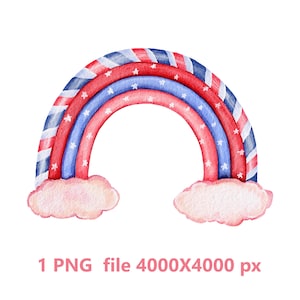 Sublimation PNG watercolor rainbow colors of america, rainbow clouds print