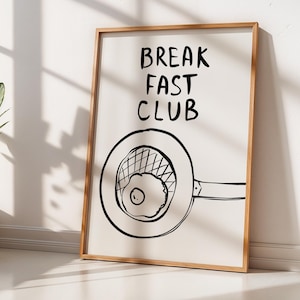 Breakfast Club Print, Retro Food Poster, Breakfast Club Printable Wall Art, DIGITAL DOWNLOAD, Trendy Kitchen Decor