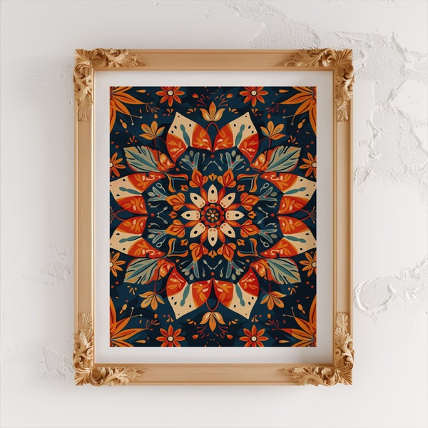 Digital print, vintage antique pattern, Indian mandala pattern, print pattern, kaleidoscope pattern, wall decor, painting print