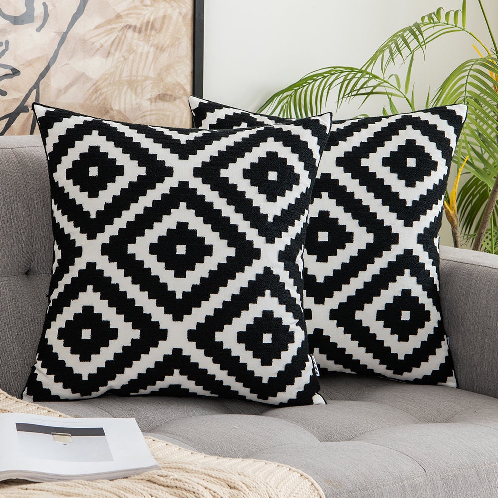 e-Dark Grey Decorative Throw Pillow Covers 18 x 18 Embroidered for Couch Sofa Bed e-Dark Grey Decorative Throw Pillow Covers 18 x 18 Embroidered for Couch Sofa Bed