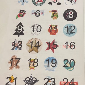 Advent Calendar Numbers the picture serves only as a preview