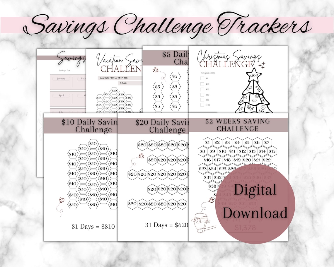Savings Challenge Tracker | Savings Printable | Instant Download ...
