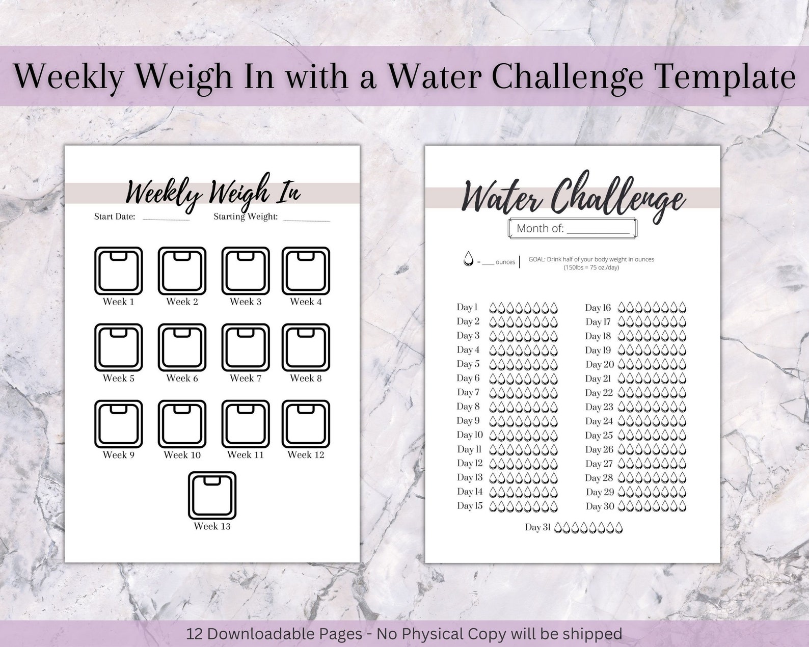 Printable Weight Loss &amp; Measurement Tracker | Weight Loss Chart ...
