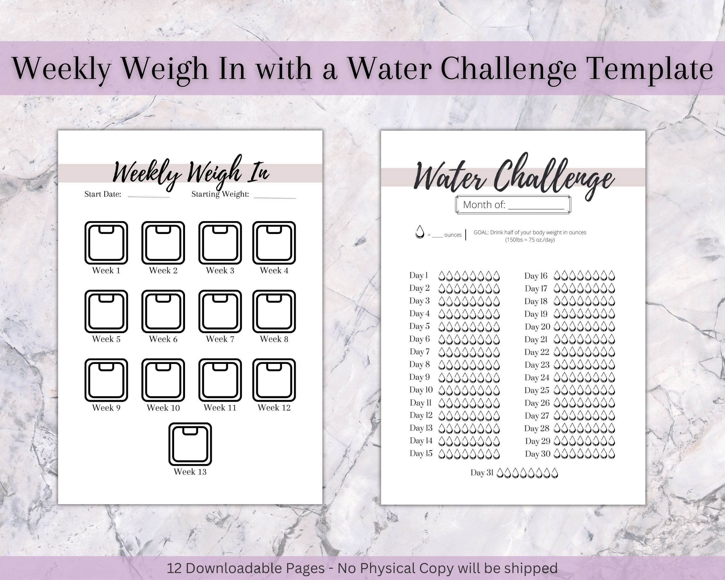 Printable Weight Loss &amp; Measurement Tracker | Weight Loss Chart ...