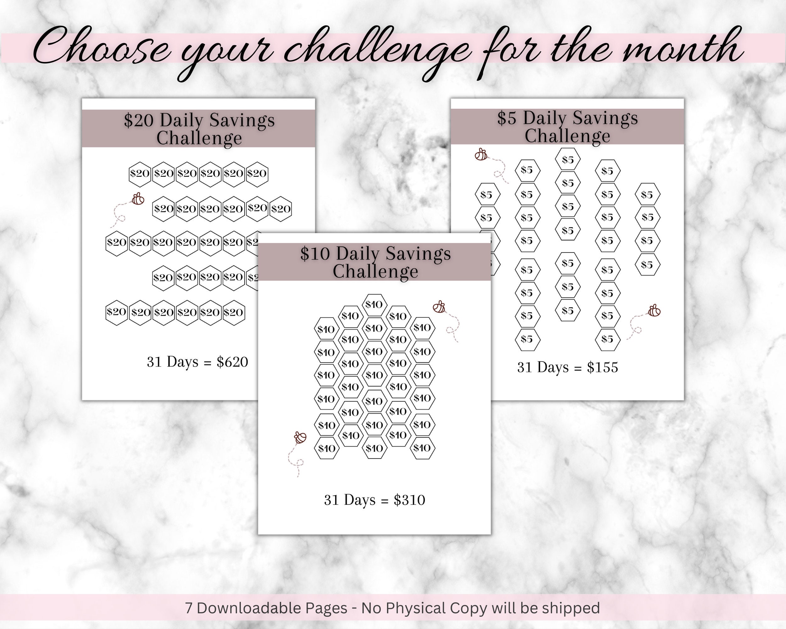 Savings Challenge Tracker | Savings Printable | Instant Download ...