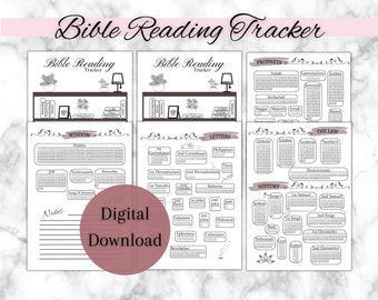 Bible Reading Tracker | Bible Reading | Digital Download | Color as you go | Bible Study Tracker | Old Testament-New Testament Tracker