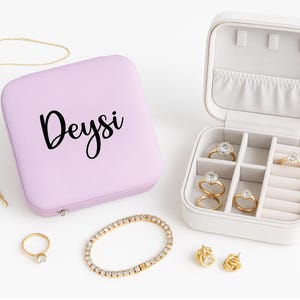 Personalized Jewelry Box Bridesmaid Proposal Gift Small Travel Case Hen Do Accessories Bachelorette Favor Keepsake Idea